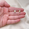 Oro Laminado Stud Earring, Gold Filled Style Infinite Design, with White Micro Pave, Polished, Golden Finish, 02.102.0064