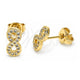 Oro Laminado Stud Earring, Gold Filled Style Infinite Design, with White Micro Pave, Polished, Golden Finish, 02.102.0064
