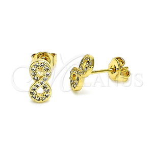 Gold Filled Ring — Stud Earring Infinite Design with White Micro Pave — main product view — SKU 148978 | Oro Laminado anillo — Stud Earring Infinite diseño with blanco Micro Pave — SKU 148978