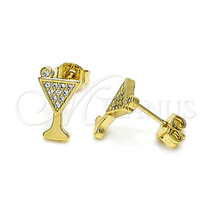 Gold Filled Ring — Stud Earring Drink Glass Design with White Micro — main product view — SKU 148979 | Oro Laminado anillo — Stud Earring Drink Glass diseño with blanco Micro — SKU 148979
