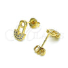 Gold Filled Ring — Stud Earring Paperclip Design with White Micro Pave — alternate product view — SKU 148980 | Oro Laminado anillo — Stud Earring Paperclip diseño with blanco Micro Pave — SKU 148980