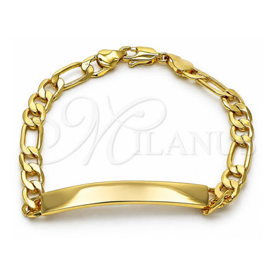 Oro Laminado ID Bracelet, Gold Filled Style Polished, Golden Finish, 03.63.2229.08 (06 MM Thickness, 8 Inches Length)