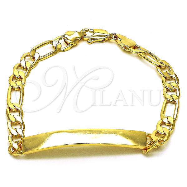 Oro Laminado ID Bracelet, Gold Filled Style Polished, Golden Finish, 03.63.2229.08 (06 MM Thickness, 8 Inches Length)