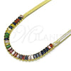 Oro Laminado Fancy Necklace, Gold Filled Style Baguette Design, with Multicolor Cubic Zirconia, Polished, Golden Finish, 04.341.0097.3.16 (05 MM Thickness, 16 Inches Length)