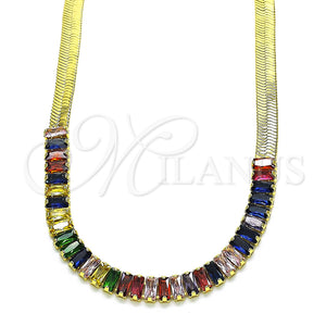 Gold Filled Necklace — Fancy Necklace Baguette Design with Multicolor Cubic Zirconia — main product view — SKU 148997 | Oro Laminado collar — elegante Necklace Baguette diseño with Multicolor Cubic Zirconia — SKU 148997
