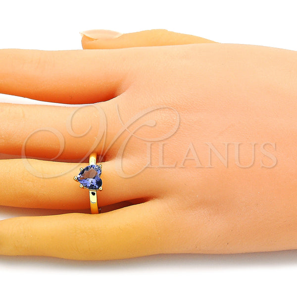 Gold Filled Ring — Multi Stone Ring Heart Design with Amethyst Cubic — alternate product view — SKU 148998 | Oro Laminado anillo — Multi Stone Ring corazón diseño with Amethyst Cubic — SKU 148998