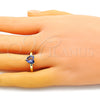 Oro Laminado Multi Stone Ring, Gold Filled Style Heart Design, with Amethyst Cubic Zirconia, Polished, Golden Finish, 01.341.0075.4 (One size fits all)