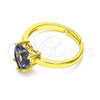 Oro Laminado Multi Stone Ring, Gold Filled Style Heart Design, with Amethyst Cubic Zirconia, Polished, Golden Finish, 01.341.0075.4 (One size fits all)
