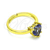 Oro Laminado Multi Stone Ring, Gold Filled Style Heart Design, with Amethyst Cubic Zirconia, Polished, Golden Finish, 01.341.0075.4 (One size fits all)