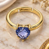 Oro Laminado Multi Stone Ring, Gold Filled Style Heart Design, with Amethyst Cubic Zirconia, Polished, Golden Finish, 01.341.0075.4 (One size fits all)