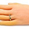 Oro Laminado Multi Stone Ring, Gold Filled Style Heart Design, with Green Cubic Zirconia, Polished, Golden Finish, 01.341.0076 (One size fits all)