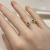 Oro Laminado Multi Stone Ring, Gold Filled Style Heart Design, with Green Cubic Zirconia, Polished, Golden Finish, 01.341.0076 (One size fits all)
