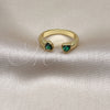Oro Laminado Multi Stone Ring, Gold Filled Style Heart Design, with Green Cubic Zirconia, Polished, Golden Finish, 01.341.0076 (One size fits all)