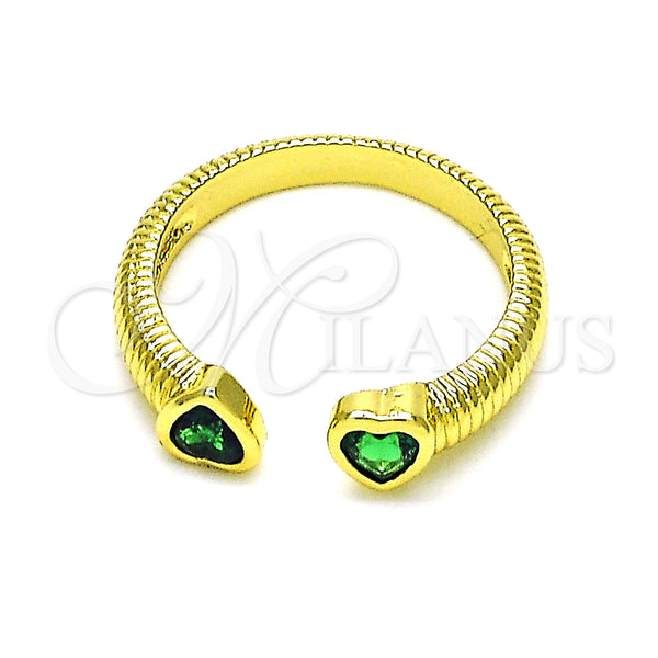 Gold Filled Ring — Multi Stone Ring Heart Design with Green Cubic — main product view — SKU 148999 | Oro Laminado anillo — Multi Stone Ring corazón diseño with Green Cubic — SKU 148999