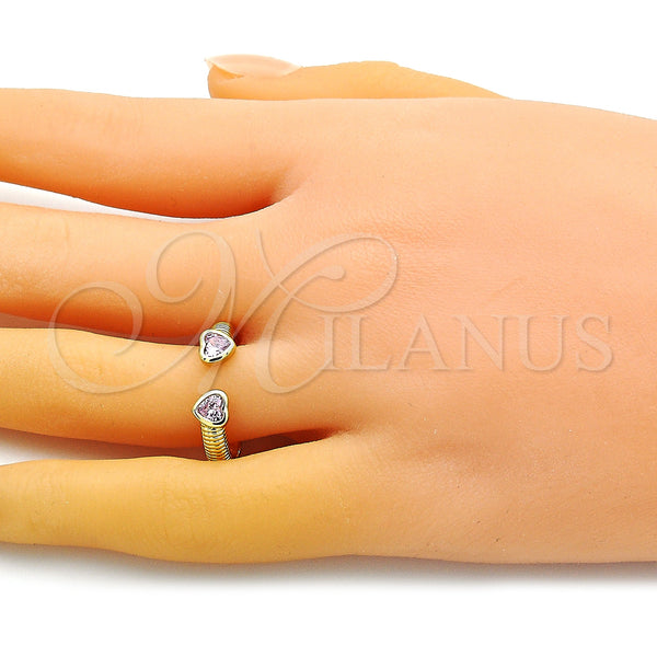 Gold Filled Ring — Multi Stone Ring Heart Design with Pink Cubic — alternate product view — SKU 149000 | Oro Laminado anillo — Multi Stone Ring corazón diseño with Pink Cubic — SKU 149000