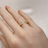 Oro Laminado Multi Stone Ring, Gold Filled Style Heart Design, with Pink Cubic Zirconia, Polished, Golden Finish, 01.341.0076.1 (One size fits all)