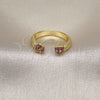 Oro Laminado Multi Stone Ring, Gold Filled Style Heart Design, with Pink Cubic Zirconia, Polished, Golden Finish, 01.341.0076.1 (One size fits all)
