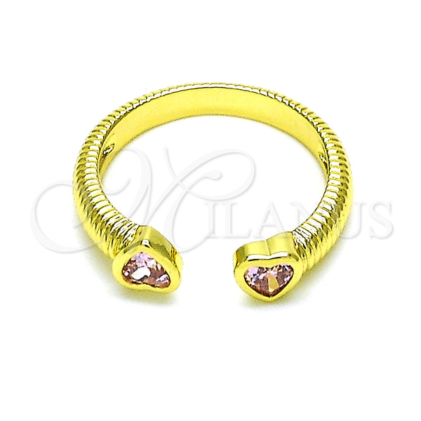 Gold Filled Ring — Multi Stone Ring Heart Design with Pink Cubic — main product view — SKU 149000 | Oro Laminado anillo — Multi Stone Ring corazón diseño with Pink Cubic — SKU 149000