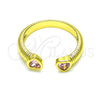 Oro Laminado Multi Stone Ring, Gold Filled Style Heart Design, with Pink Cubic Zirconia, Polished, Golden Finish, 01.341.0076.1 (One size fits all)