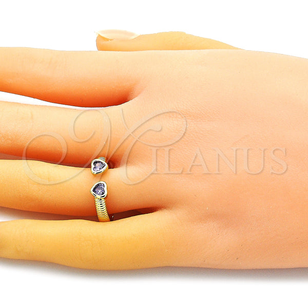 Gold Filled Ring — Multi Stone Ring Heart Design with Amethyst Cubic — alternate product view — SKU 149001 | Oro Laminado anillo — Multi Stone Ring corazón diseño with Amethyst Cubic — SKU 149001