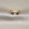 Oro Laminado Multi Stone Ring, Gold Filled Style Heart Design, with Amethyst Cubic Zirconia, Polished, Golden Finish, 01.341.0076.2 (One size fits all)