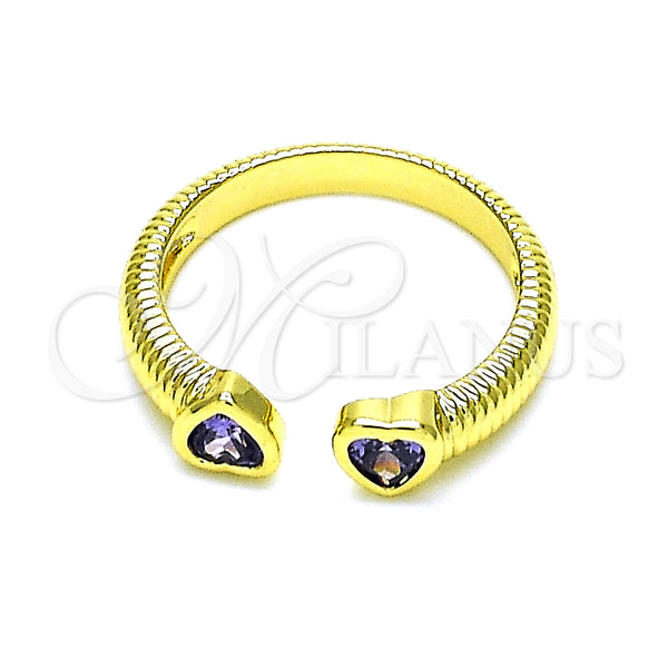 Gold Filled Ring — Multi Stone Ring Heart Design with Amethyst Cubic — main product view — SKU 149001 | Oro Laminado anillo — Multi Stone Ring corazón diseño with Amethyst Cubic — SKU 149001