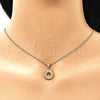 Oro Laminado Earring and Pendant Adult Set, Gold Filled Style with White Micro Pave, Polished, Golden Finish, 10.342.0078