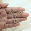 Oro Laminado Earring and Pendant Adult Set, Gold Filled Style with White Micro Pave, Polished, Golden Finish, 10.342.0078