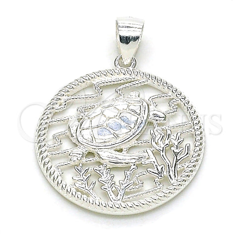 Sterling Silver Fancy Pendant, Turtle Design, Polished, Raw, 05.398.0005