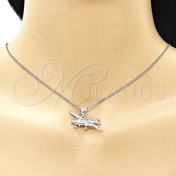 Sterling Silver Pendant — Fancy Pendant Airplane Design Polished Raw 05. — alternate product view — SKU 149011 | Plata 925 dije — elegante Pendant Airplane diseño pulido Raw 05. — SKU 149011