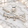 Sterling Silver Fancy Pendant, Airplane Design, Polished, Raw, 05.398.0007