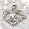Sterling Silver Fancy Pendant, Heart Design, with White Cubic Zirconia, Polished, Raw, 05.398.0008