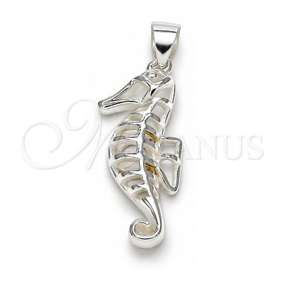 Sterling Silver Fancy Pendant, Seahorse Design, Polished, Raw, 05.398.0009