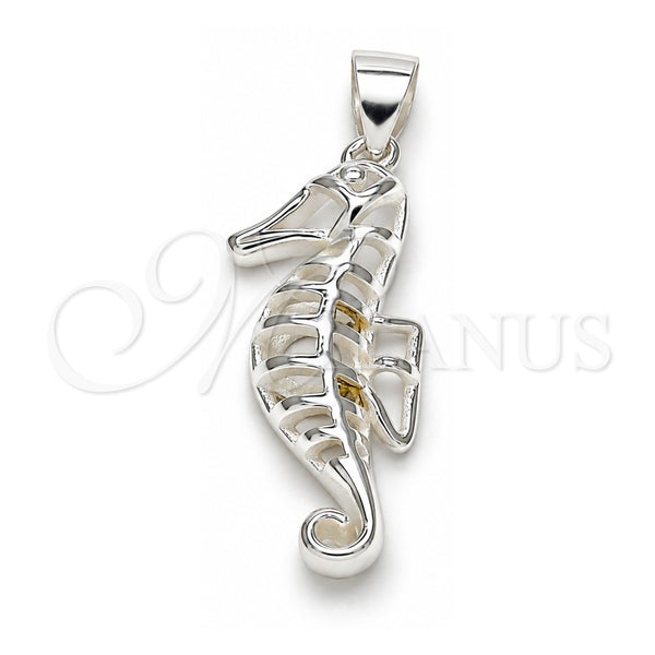 Sterling Silver Fancy Pendant, Seahorse Design, Polished, Raw, 05.398.0009