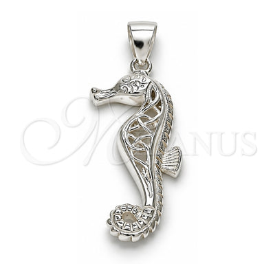 Sterling Silver Fancy Pendant, Seahorse Design, Polished, Raw, 05.398.0010