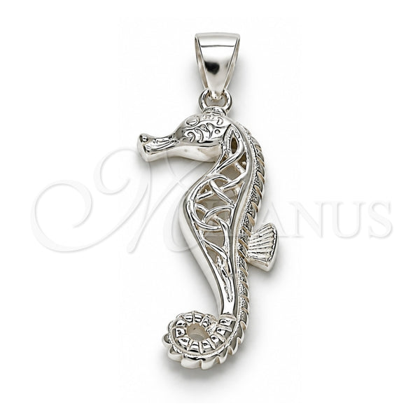 Sterling Silver Fancy Pendant, Seahorse Design, Polished, Raw, 05.398.0010