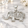 Sterling Silver Fancy Pendant, Elephant Design, with White Micro Pave, Polished, Raw, 05.398.0011