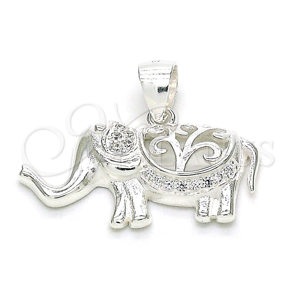 Sterling Silver Pendant — Fancy Pendant Elephant Design with White Micro Pave — main product view — SKU 149015 | Plata 925 dije — elegante Pendant Elephant diseño with blanco Micro Pave — SKU 149015