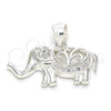 Sterling Silver Fancy Pendant, Elephant Design, with White Micro Pave, Polished, Raw, 05.398.0011