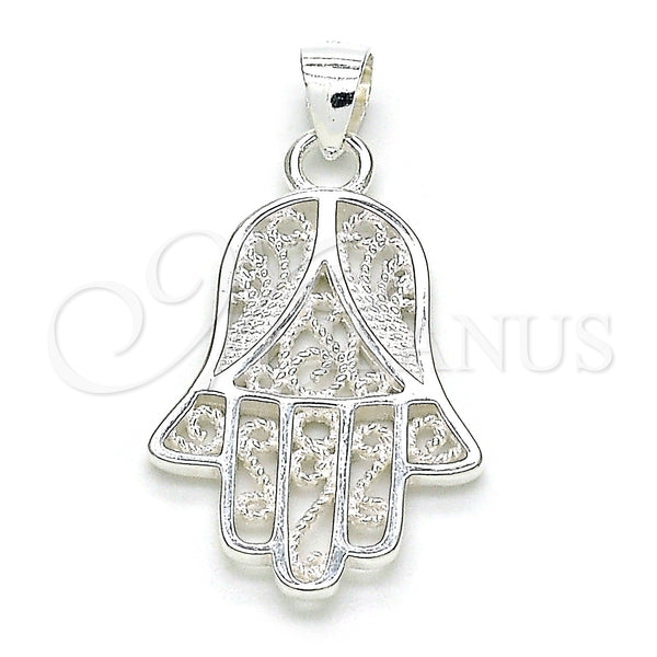 Sterling Silver Religious Pendant, Hand of God Design, Polished, Raw, 05.398.0014