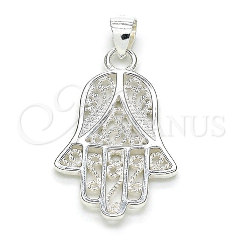 Sterling Silver Religious Pendant, Hand of God Design, Polished, Raw, 05.398.0014