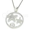 Sterling Silver Fancy Pendant, Shell Design, with White Micro Pave, Polished, Raw, 05.398.0015