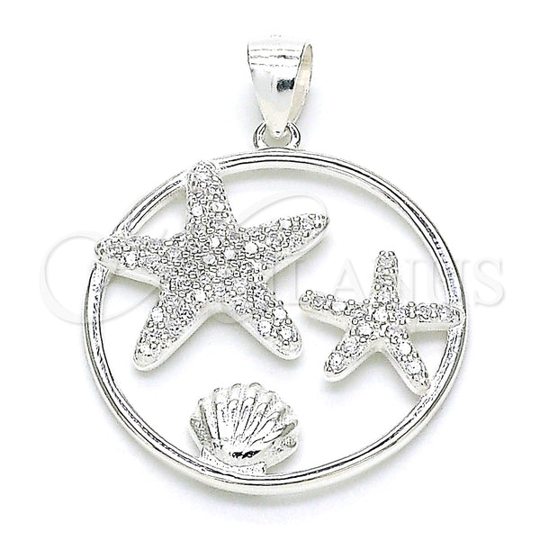 Sterling Silver Pendant — Fancy Pendant Shell Design with White Micro Pave — main product view — SKU 149019 | Plata 925 dije — elegante Pendant Shell diseño with blanco Micro Pave — SKU 149019