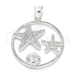 Sterling Silver Pendant — Fancy Pendant Shell Design with White Micro Pave — main product view — SKU 149019 | Plata 925 dije — elegante Pendant Shell diseño with blanco Micro Pave — SKU 149019