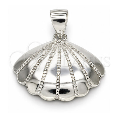 Sterling Silver Fancy Pendant, Shell Design, Polished, Raw, 05.398.0018