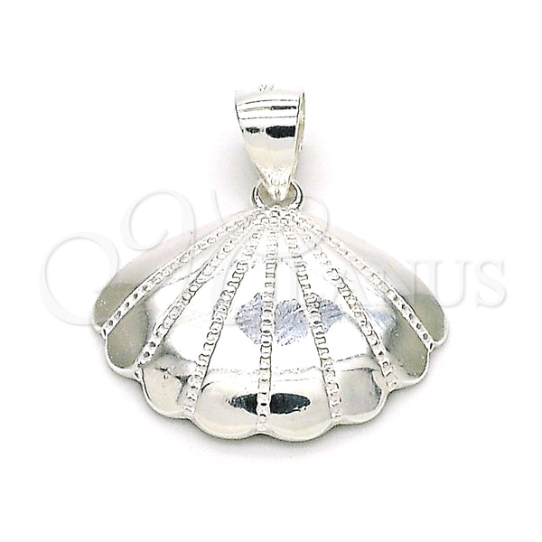 Sterling Silver Fancy Pendant, Shell Design, Polished, Raw, 05.398.0018