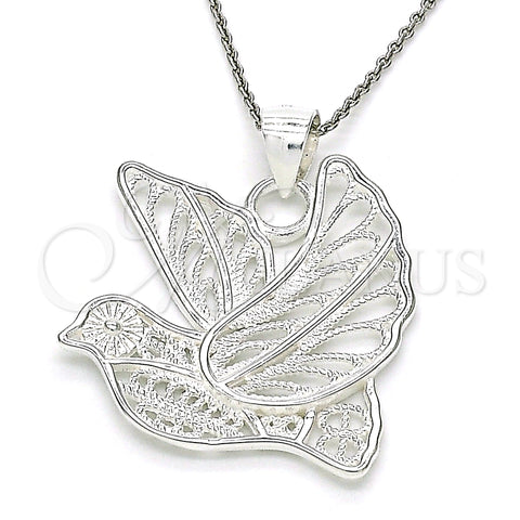 Sterling Silver Fancy Pendant, Bird Design, Polished, Raw, 05.398.0019