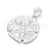 Sterling Silver Fancy Pendant, Flower Design, Polished, Raw, 05.398.0020