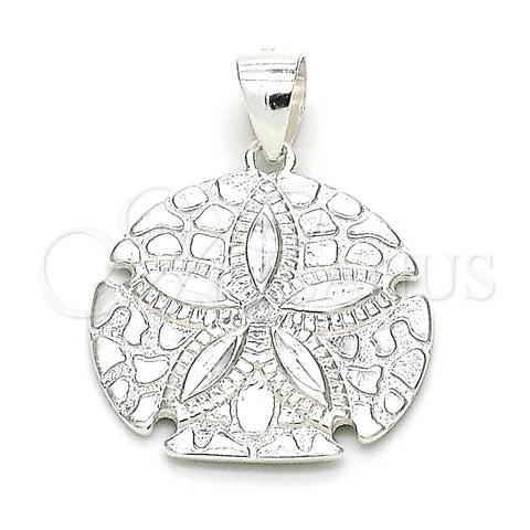 Sterling Silver Fancy Pendant, Flower Design, Polished, Raw, 05.398.0020