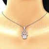 Sterling Silver Religious Pendant, Judaica and Hand of God Design, with White Cubic Zirconia, Polished, Raw, 05.398.0021